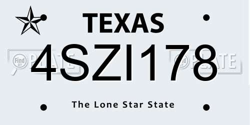 4SZI178 Texas License Plate