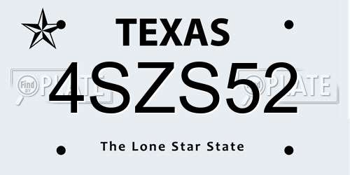 4SZS52 Texas License Plate