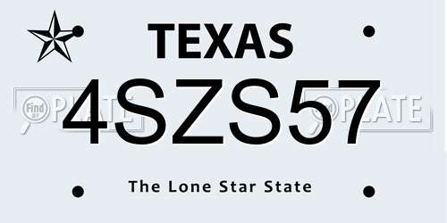 4SZS57 Texas License Plate