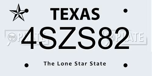 4SZS82 Texas License Plate