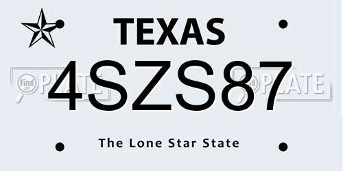 4SZS87 Texas License Plate