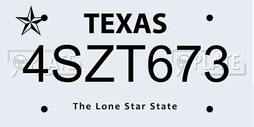 4SZT673 Texas License Plate
