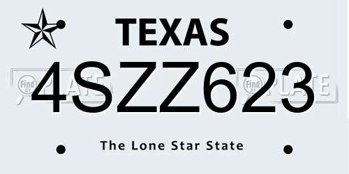 4SZZ623 Texas License Plate