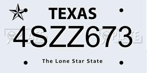 4SZZ673 Texas License Plate
