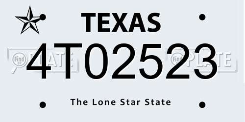 4T02523 Texas License Plate