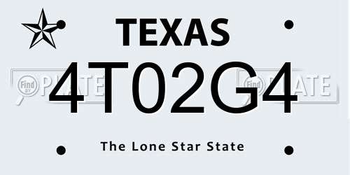 4T02G4 Texas License Plate