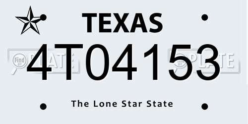 4T04153 Texas License Plate