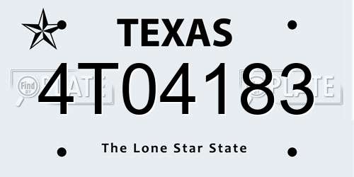 4T04183 Texas License Plate