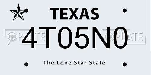 4T05N0 Texas License Plate
