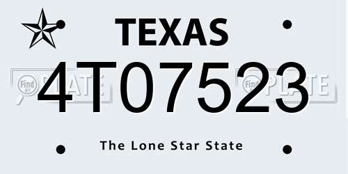 4T07523 Texas License Plate