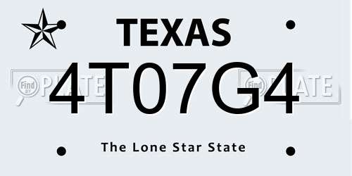 4T07G4 Texas License Plate
