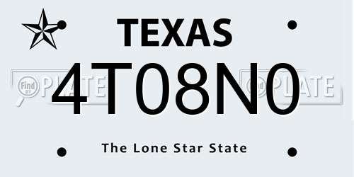 4T08N0 Texas License Plate