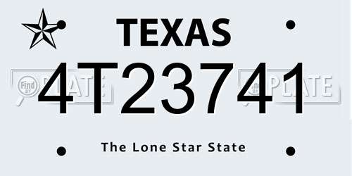 4T23741 Texas License Plate