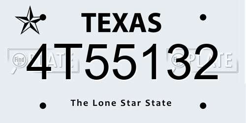 4T55132 Texas License Plate