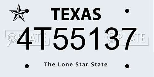 4T55137 Texas License Plate