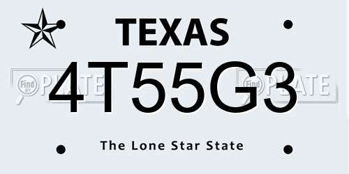 4T55G3 Texas License Plate
