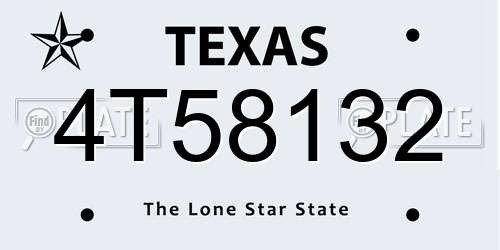 4T58132 Texas License Plate