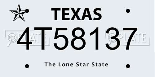 4T58137 Texas License Plate