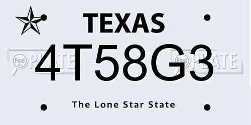 4T58G3 Texas License Plate
