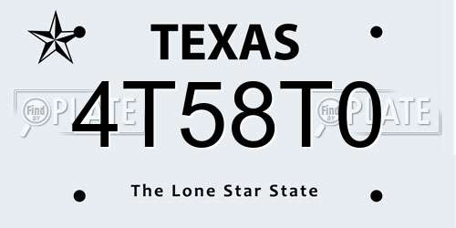 4T58T0 Texas License Plate