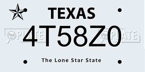 4T58Z0 Texas License Plate