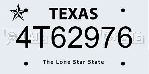 4T62976 Texas License Plate