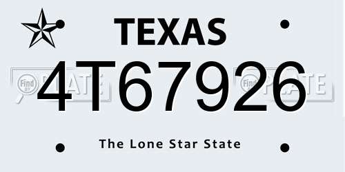 4T67926 Texas License Plate