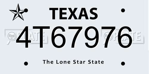 4T67976 Texas License Plate