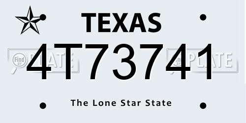 4T73741 Texas License Plate