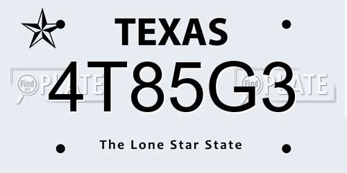 4T85G3 Texas License Plate