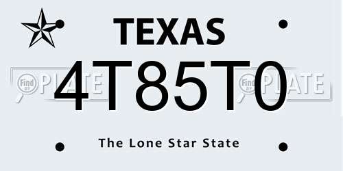 4T85T0 Texas License Plate