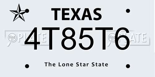 4T85T6 Texas License Plate