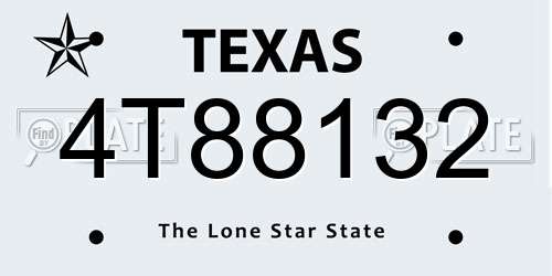 4T88132 Texas License Plate