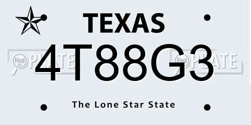 4T88G3 Texas License Plate