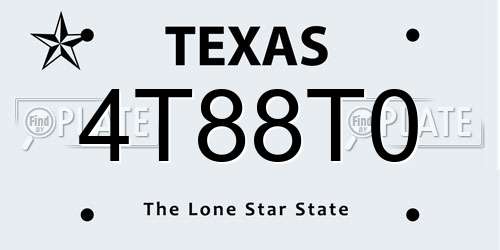 4T88T0 Texas License Plate