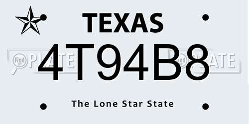 4T94B8 Texas License Plate