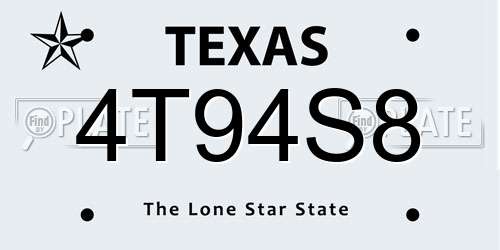 4T94S8 Texas License Plate