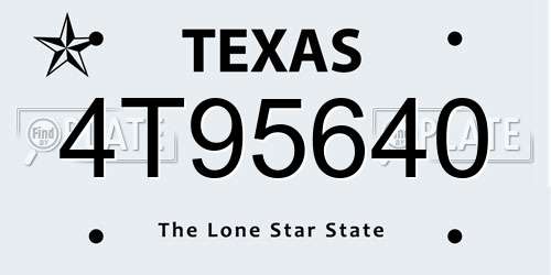 4T95640 Texas License Plate