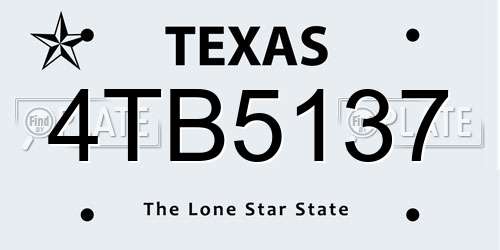 4TB5137 Texas License Plate