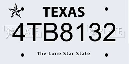 4TB8132 Texas License Plate