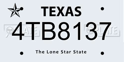 4TB8137 Texas License Plate