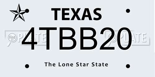 4TBB20 Texas License Plate