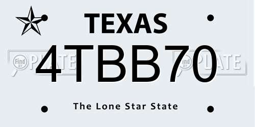 4TBB70 Texas License Plate