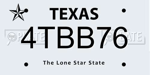4TBB76 Texas License Plate