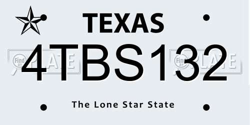 4TBS132 Texas License Plate
