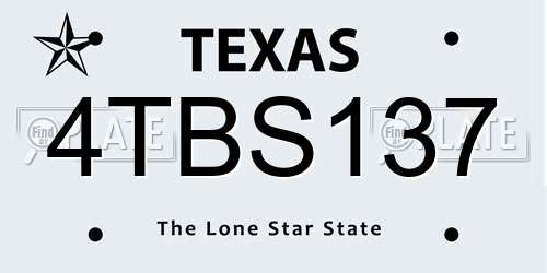 4TBS137 Texas License Plate