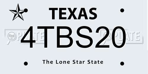 4TBS20 Texas License Plate