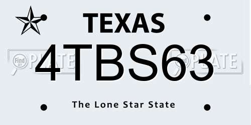 4TBS63 Texas License Plate