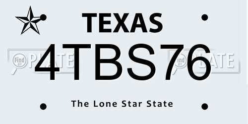 4TBS76 Texas License Plate