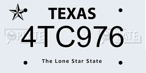 4TC976 Texas License Plate
